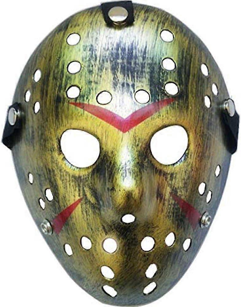 ホラー ハロウィン コスチューム ホッケー マスク パーティー コスプレ 小道具 (ゴールド)