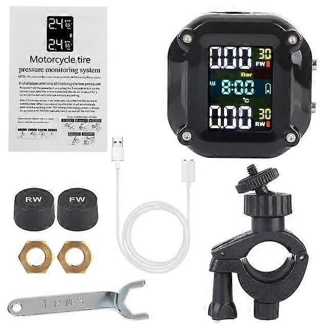 Motor Vehicle Sensors 0-6.6Bar Motorcycle TPMS Tire Pressure Monitoring System 2 Sensors Precise Colorful Display Tyre Tester Motorbike Accessories
