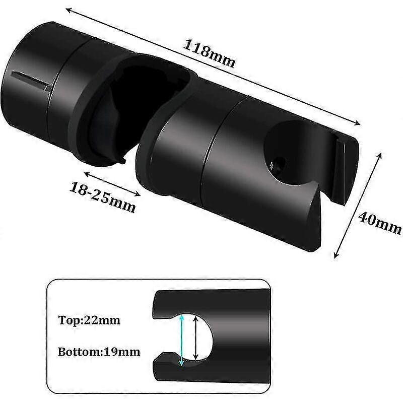 Duschhalter, universeller schwarzer Duschkopfhalter für 18-25 mm Duschstange Solid Abs Verdicken und verbesserte Version Duschkopfhalter, mattschwarz