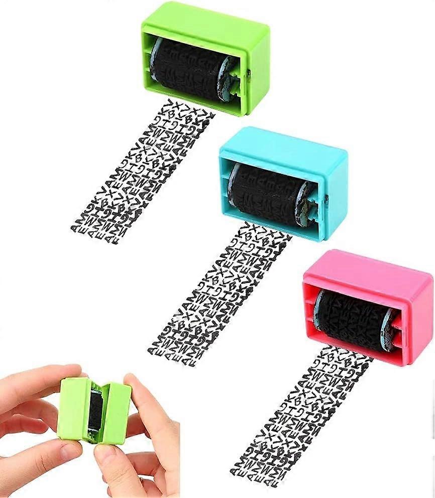 2025 Suitable Set of 3 Stamp Roller Stamps Identity Theft Protection Roller Stamp Roller Stamps for Privacy Security ID Messy Code Self Inking Rubber
