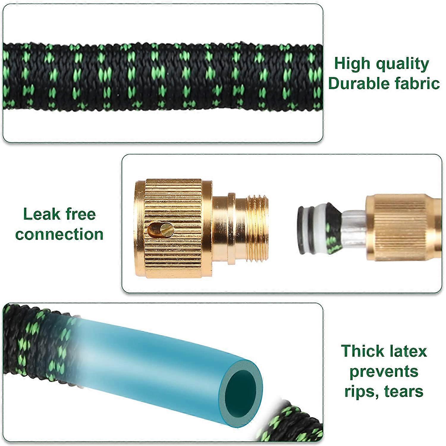 Tubo da giardino estensibile, tubo flessibile per acqua con ugello spray a 10 funzioni, connettore in ottone massiccio, tubo in lattice a 3 strati | Leroy Merlin