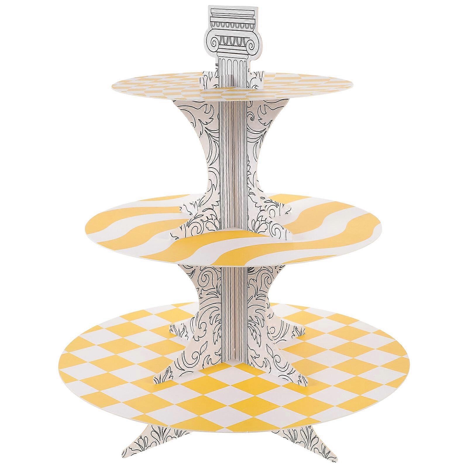 Cupcake Stand Theme Party Decorated Paper Multilayer Checked Cake Stand