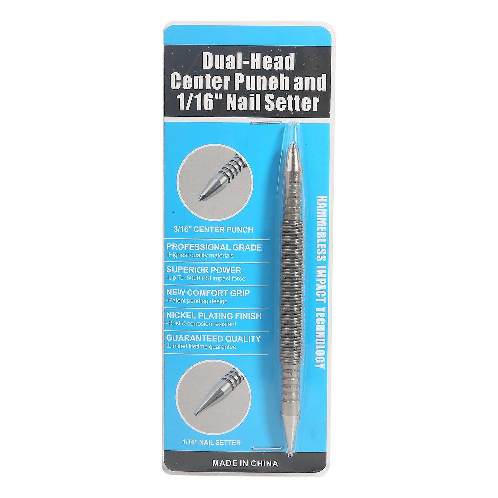 Portable Spring Tool Hammerless Nail Set Center Holes Punch Spring Loaded Mark