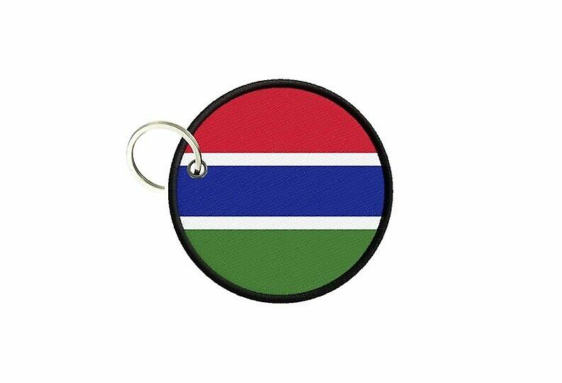 Keychain keys Gambian flag printed round round round
