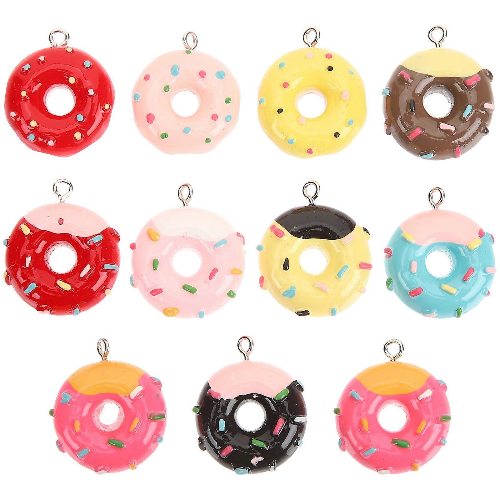 20pcs Donuts Keychains Creative Key Pendants Funny Key Ring Key Decoration