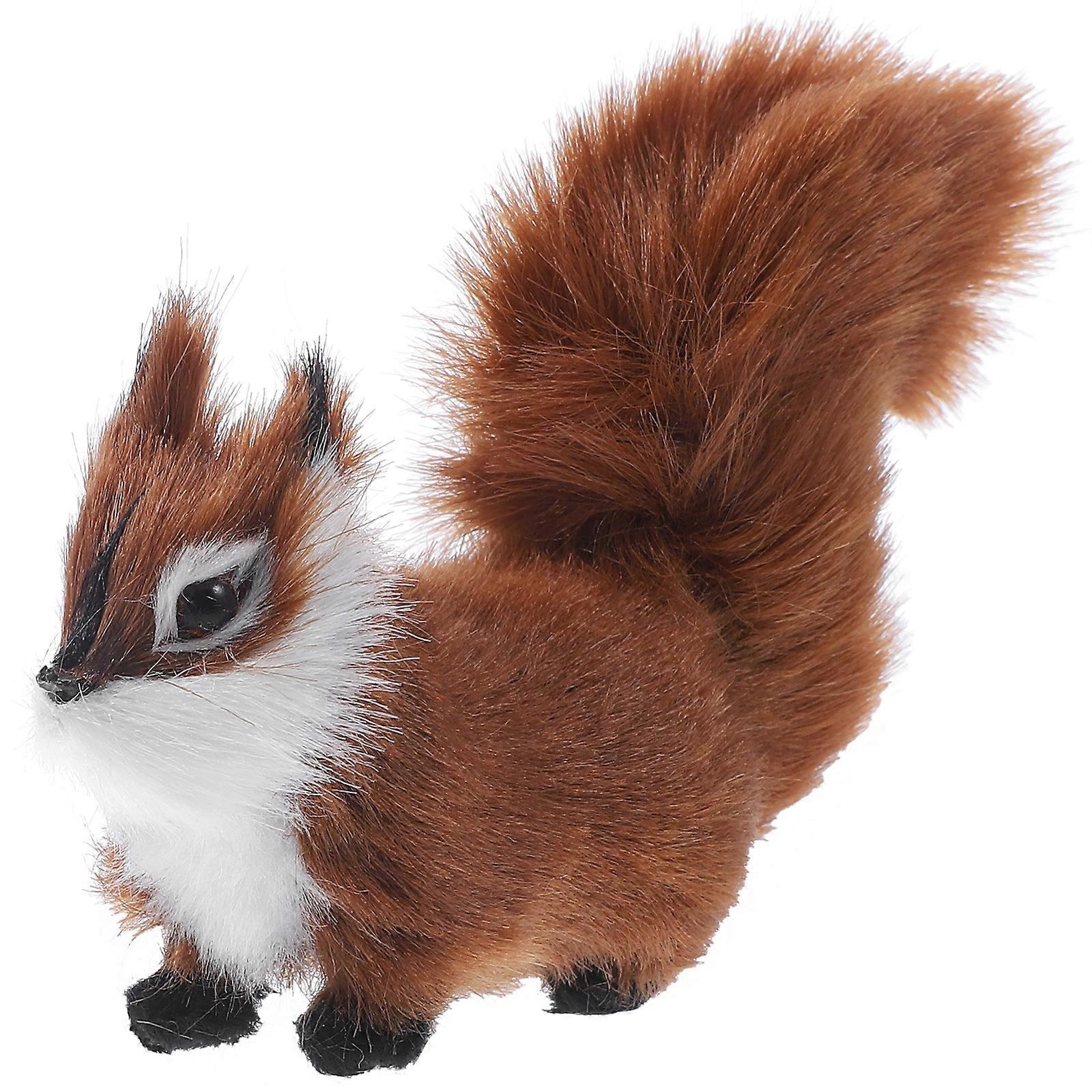 Furry Squirrel Ornament Small Plush Squirrel Statue Decoration Realistic Furry Squirrel Ornament