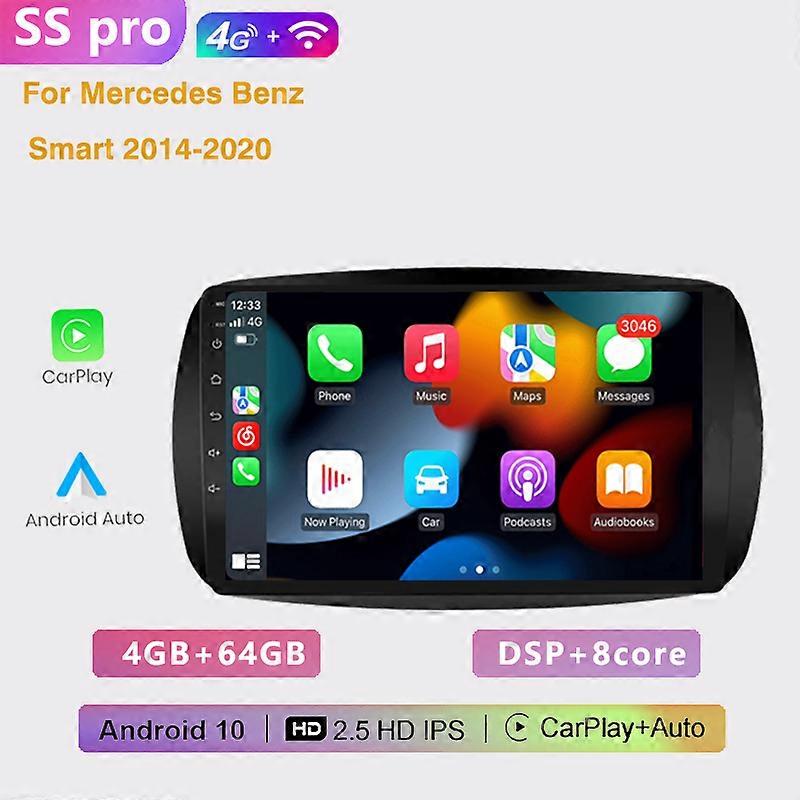 2DIN Auto Android Car Radio Multimedia Player carplay GPS Navigation DSP For Mercedes Benz Smart Fortwo 2014 2015 2016-2020
