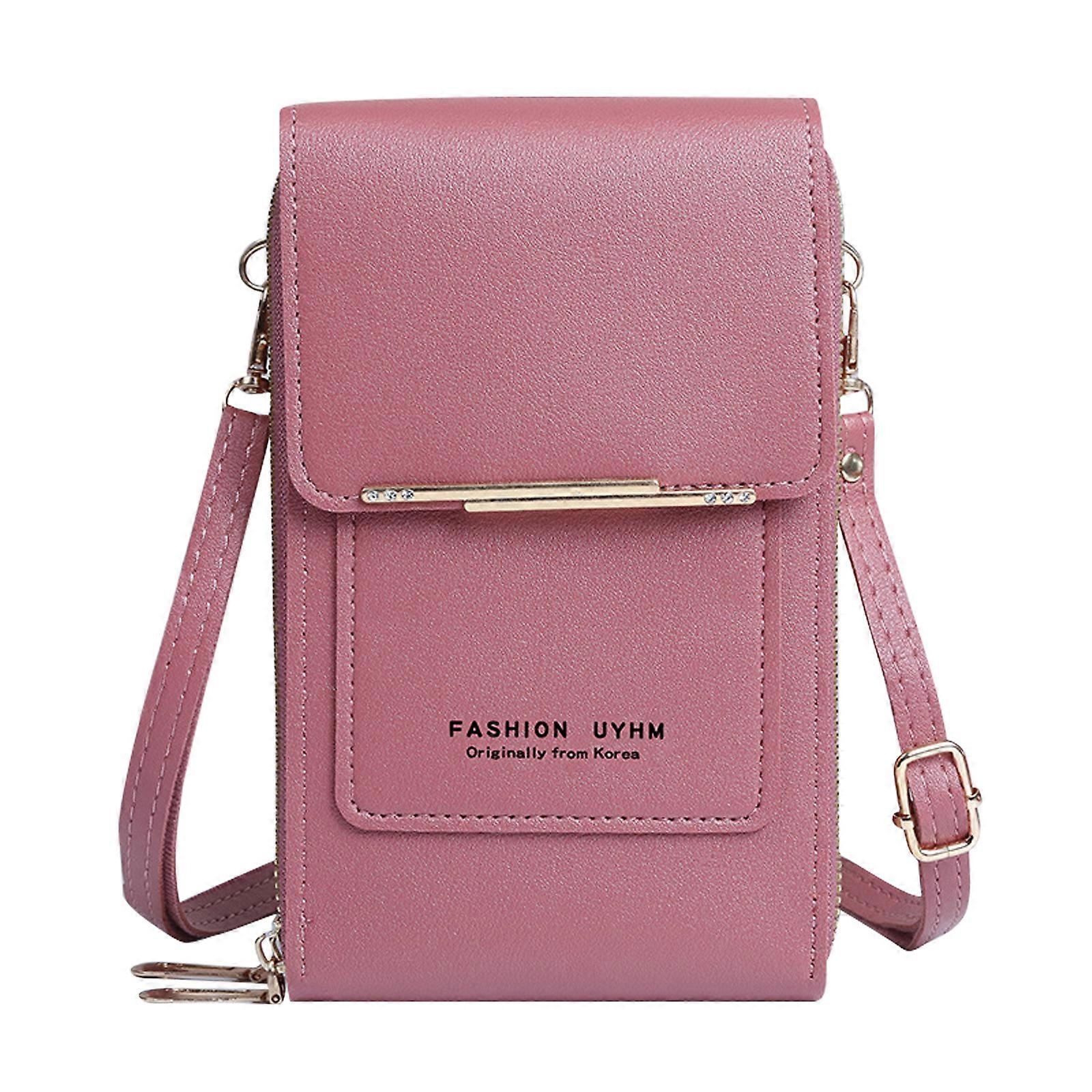 תיק עור נגד גניבה, ארנק טלפון סלולרי קרוסבודי קטן לנשים, תיק צד עור PU חוסם RFID