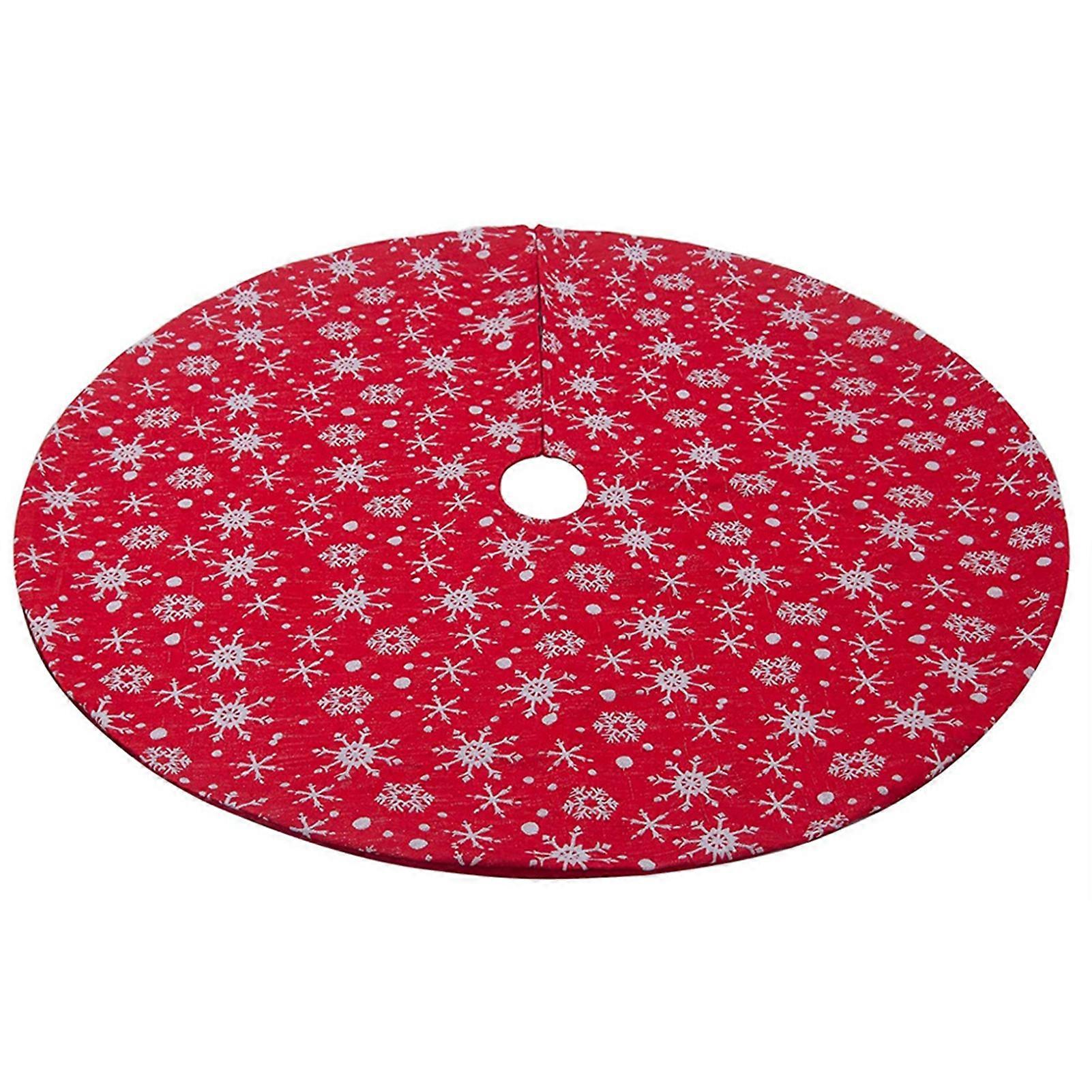 MengXi Creative Snowflake Pattern Tree Skirt Exquisite Christmas Style Polyester Tree Skirt Base for Home