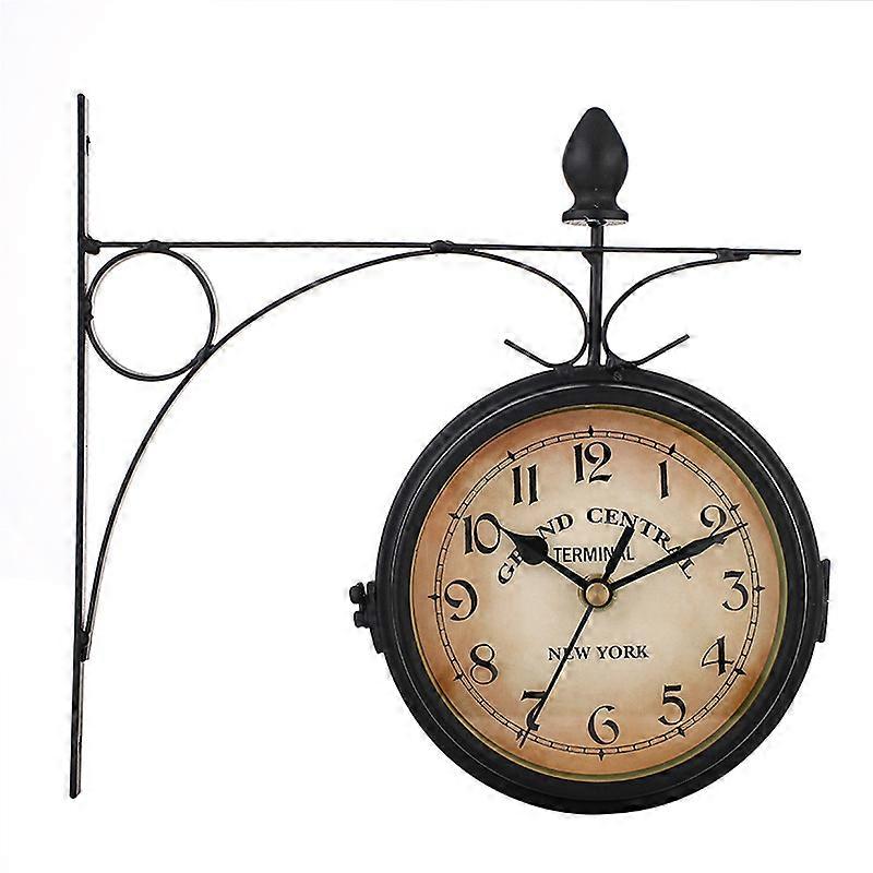 Double-sided creative wrought iron wall clock