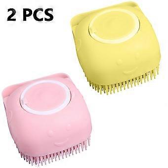 2 Pcs Shampoo Shampoo Escova de Massagem, Escova de Banho de Silicone, Escova corporal macia, esfregador de banho portátil, escova de limpeza do chuveiro de massagem para homens, mulheres, P