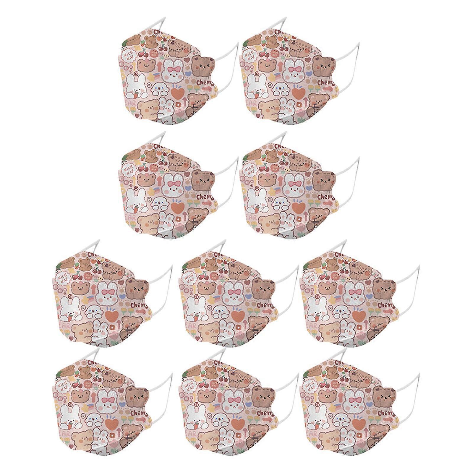 10/50pcsマスカリラス大人使い捨てマスク女性漫画印刷カワイイフェイスマスク4plyフィルター不織の魚のマスクハロウィーン