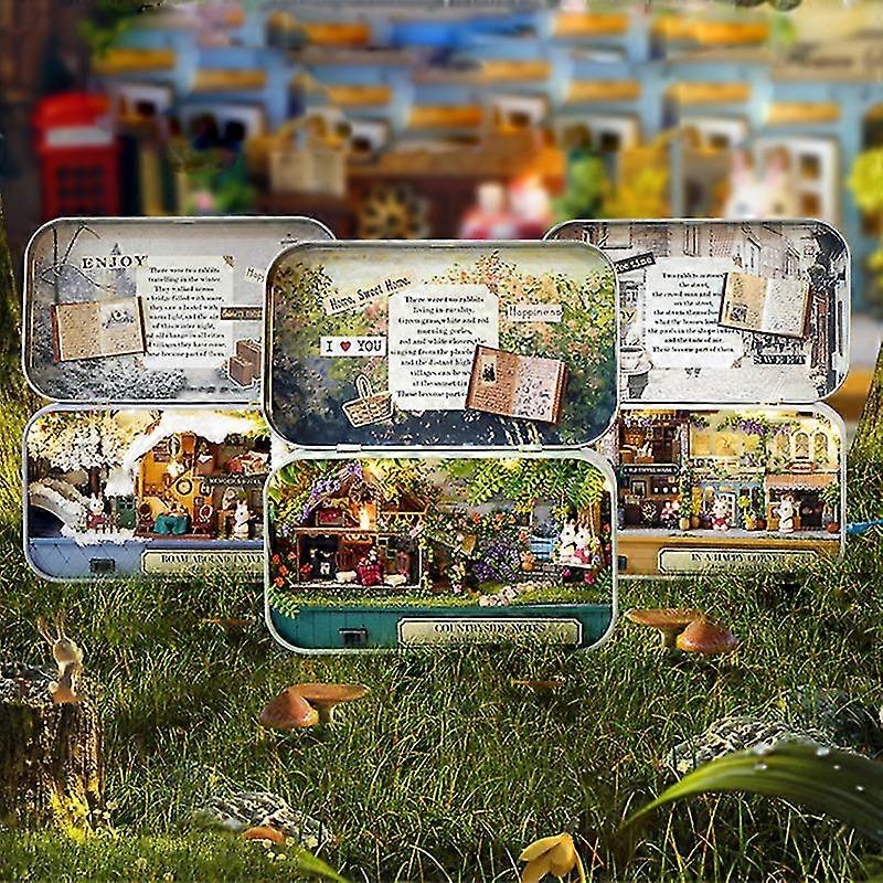 Box Theater Dollhouses Wooden Doll House Miniature Home Nostalgic Theme Dollhouse Furniture Accessories Toys For Kids