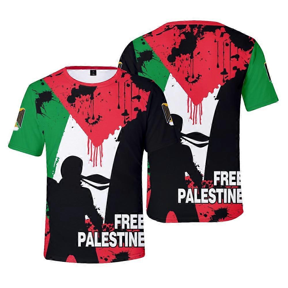 Erkekler İçin Ücretsiz Filistin Baskılı Kısa Kollu T-shirt