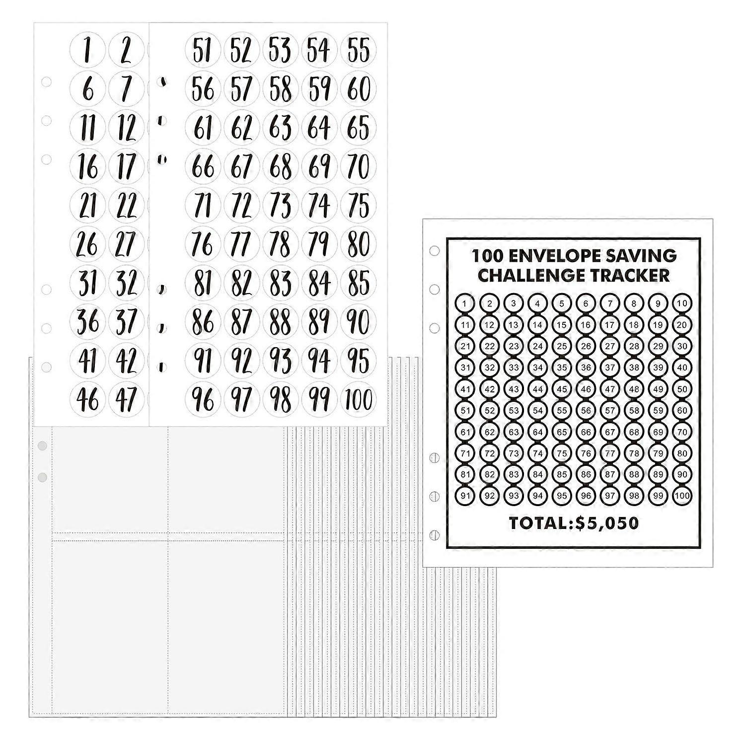 1 Set Money Saving Binder Kit 100 Day Money Saving Challenge Binder Inserts Notebook Core