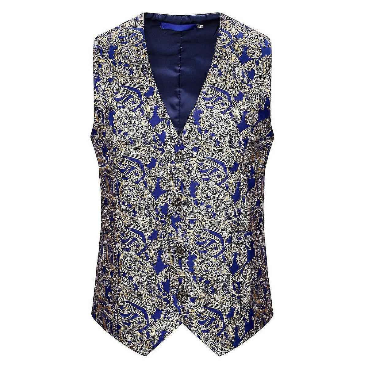 Herren V-Ausschnitt Court Solid Color Bronzing Dreidimensionaler Druck Weste Anzug