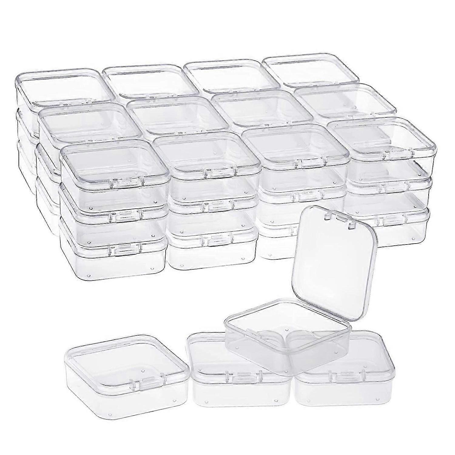 40 Pack Pack Clear Plastic Beads Storage Containers Box with Hinged Lid compatible Small Items, Diam