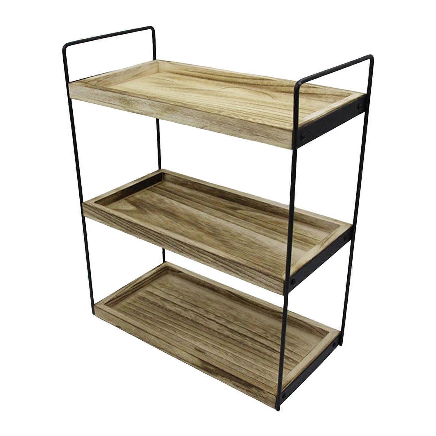 Desktop Multi-layer Storage Rack Bathroom Counter Organizer Wood Construction High Stability Makeup