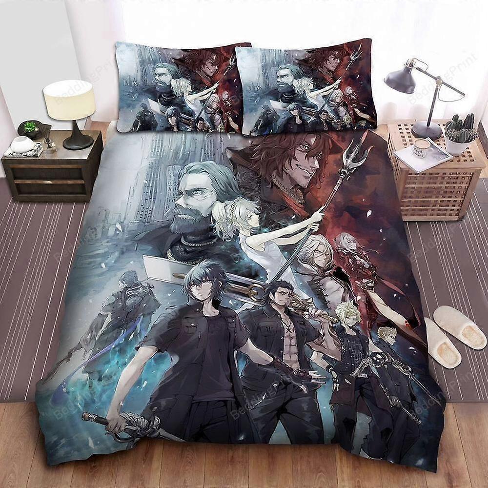 v1489 Lençóis Final Fantasy Final Fantasy Xv Pintura Colcha Conjunto de capa de edredom Decoração do quartoConjunto de cama de 3 peças (1 capa de edredom + 2 fronhas) Cama 