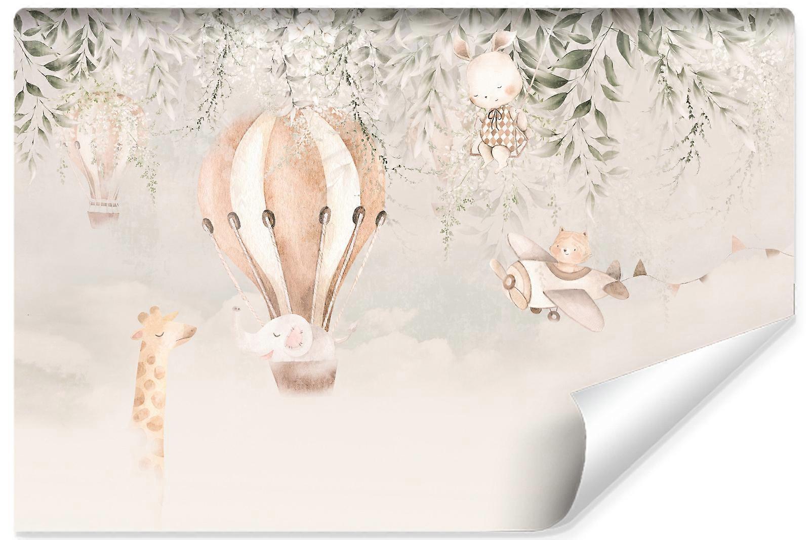 Veggmaleri for barn Skyer Dyr Ballongblader Boho-stil 