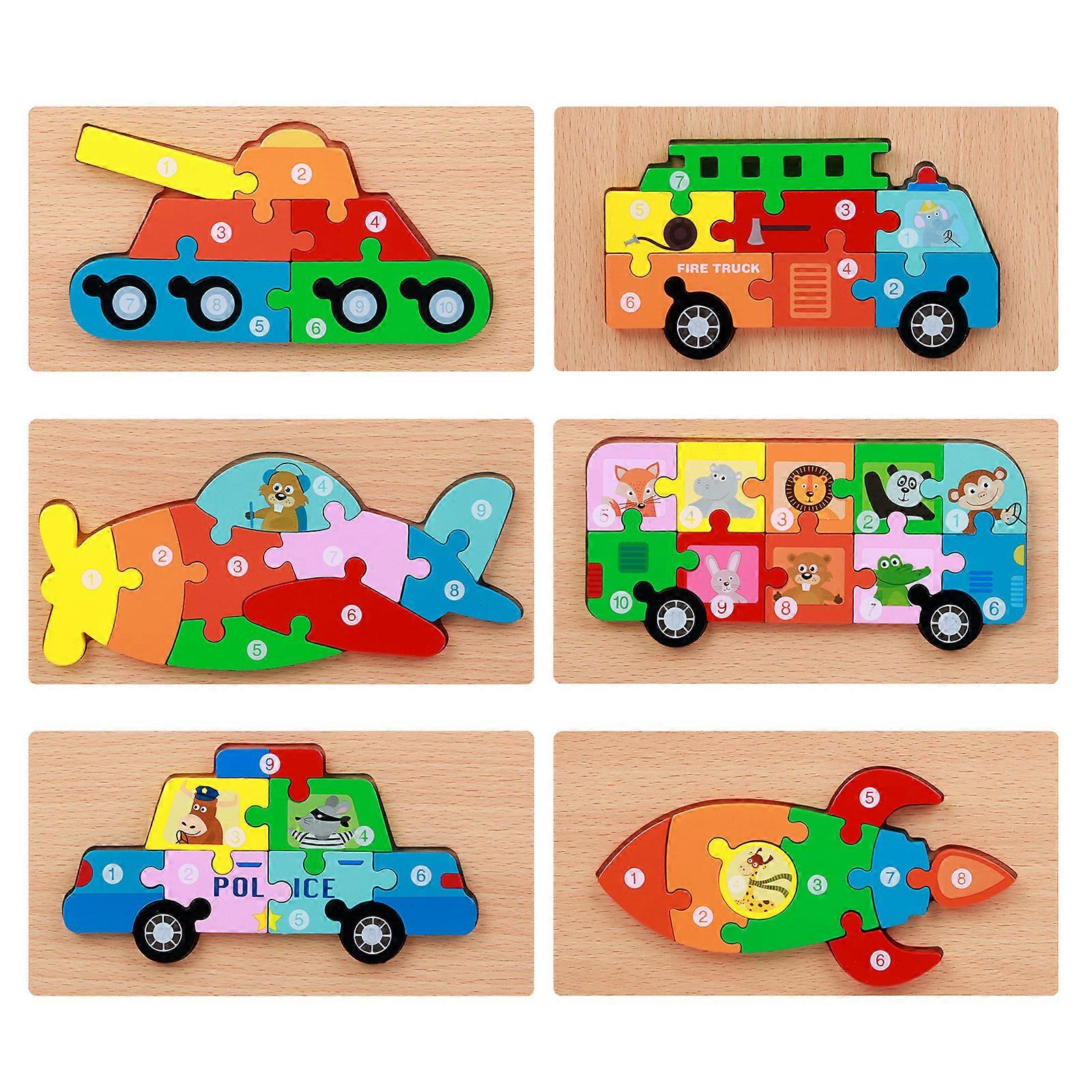 Wooden Puzzles for Toddlers 3 4 5 Years Old Animal Dinosaur Vehicles Jigsaw Puzzle Learning Toy Color Blocks Puzzles