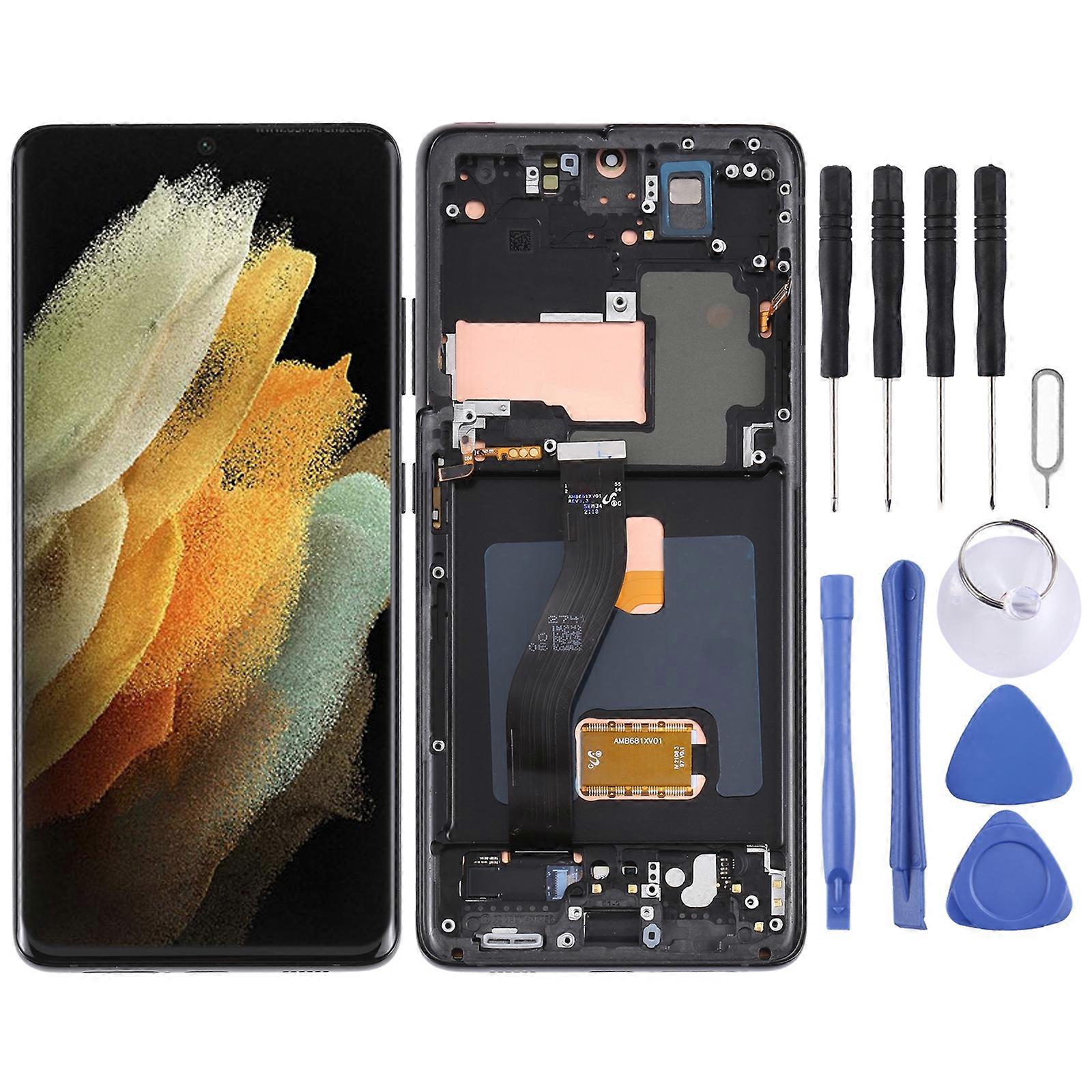 COMPATIBLE Super AMOLED LCD Screen For Samsung Galaxy S21 Ultra 5G SM-G998B Digitizer Full Assembly with Frame