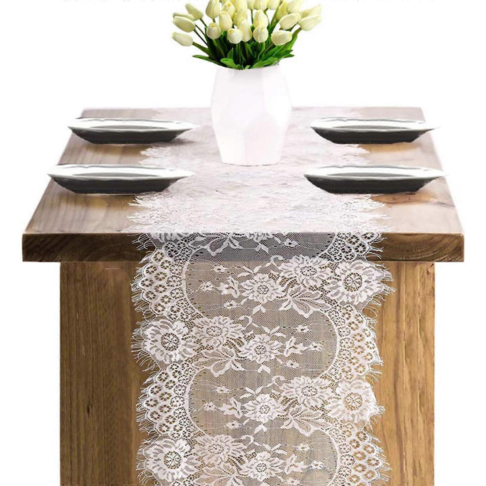 Embroidered Rose Lace Table Runner, Wedding Decor, 36*300cm
