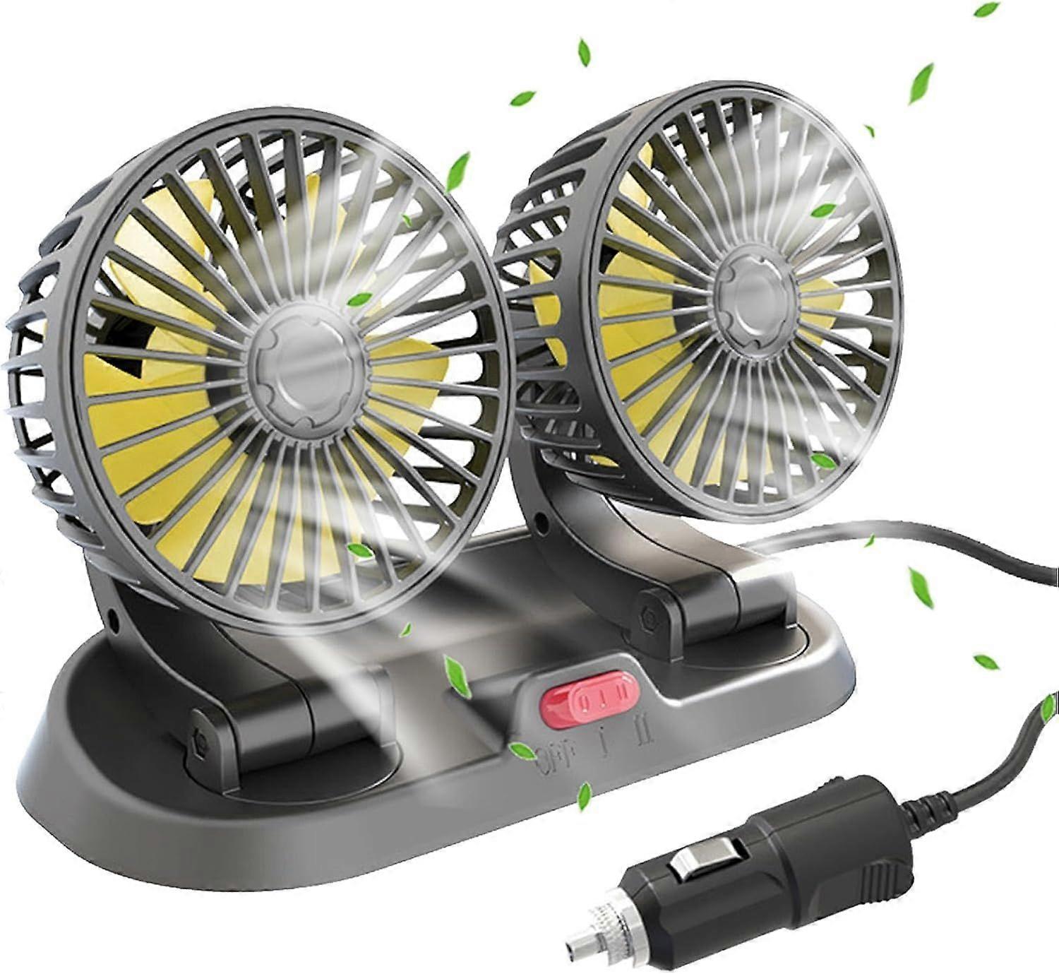 Rechargeable Dual Car Fan,Double Fan for Car Seat,Quiet Vehicle Fans | Portable USB Desk Cooling Fan,Small Fan
