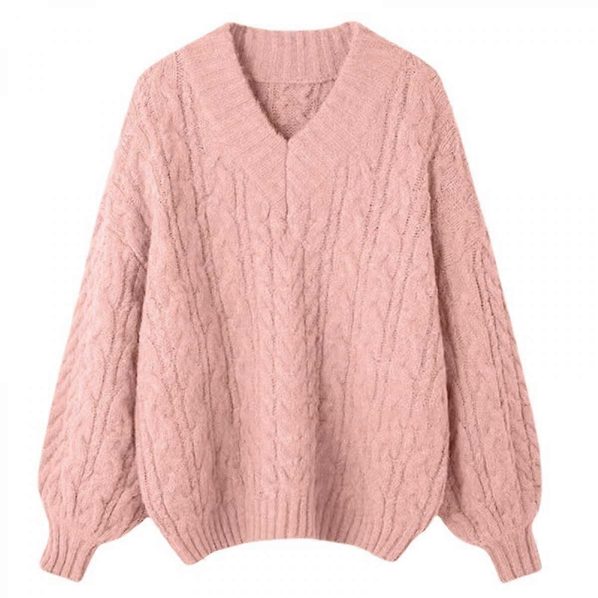 Damen Langarm Pullover Casual Soft V Neck Strickpullover Tops