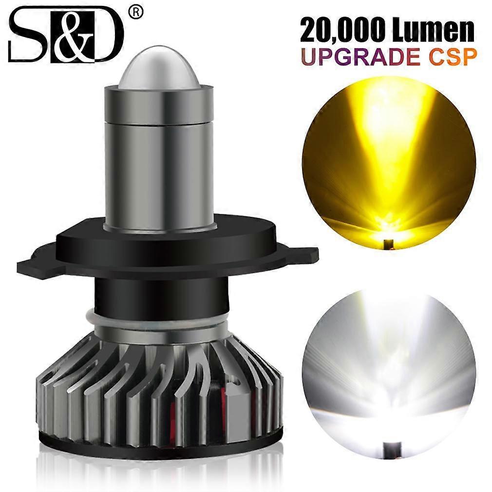 1Pc/2Pcs 20000Lm H4 LED Motorcycle Headlight Bulbs CSP Lens White Yellow Hi Lo Beam Moto Lamp H4 Scooter Accessories Fog Lights 9V 16V