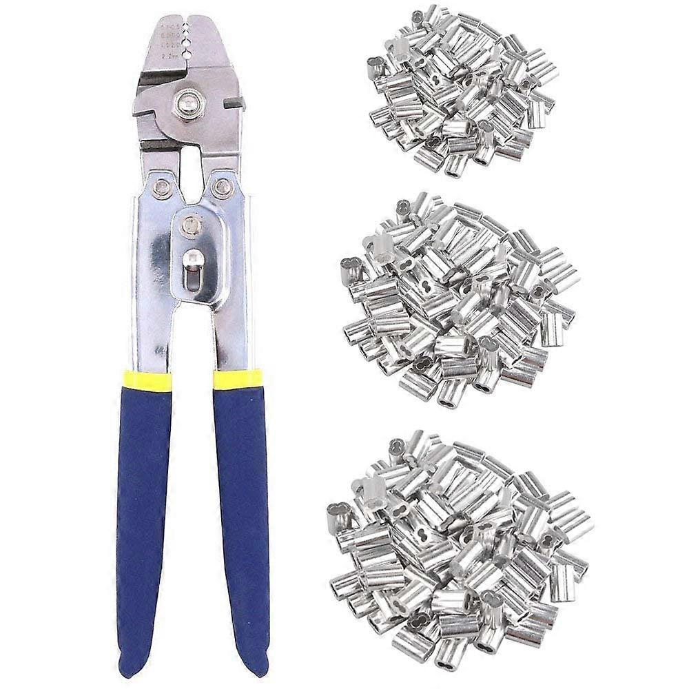 Tootaci Wire Cable Compression Tool, 3D Aluminum Swager for 2.2mm Wire Rope, Double Barrel Squeezer, Durable Design