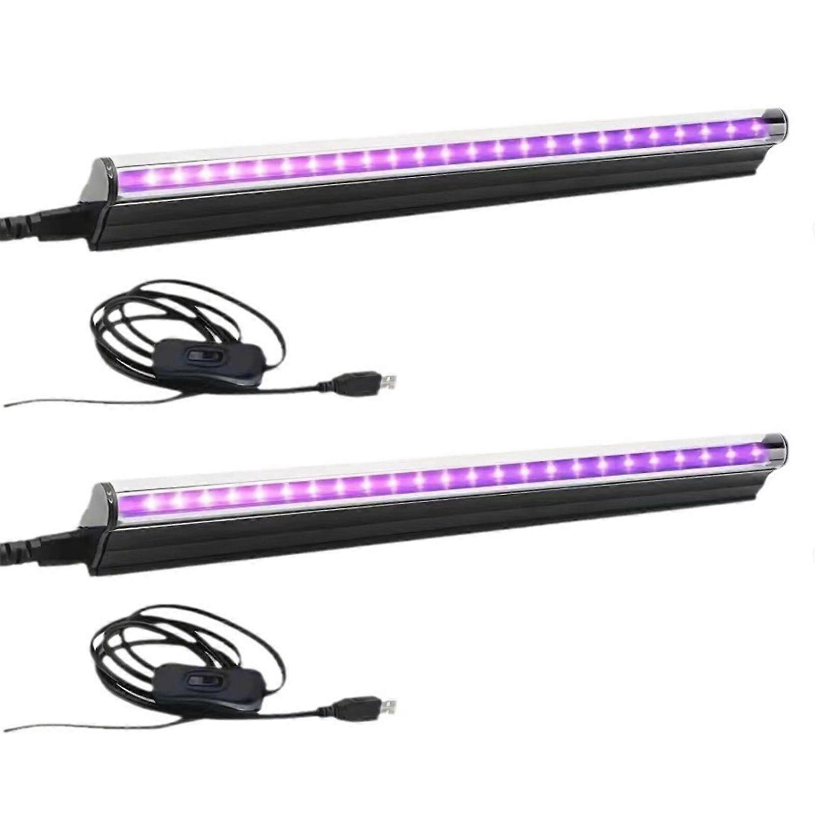 2 Packs LED UV Blacklight UV Lamp Bar Stage Blacklight Tube Portable UV Light for Fluorescence Detection LED Party Light USB Plug and Play