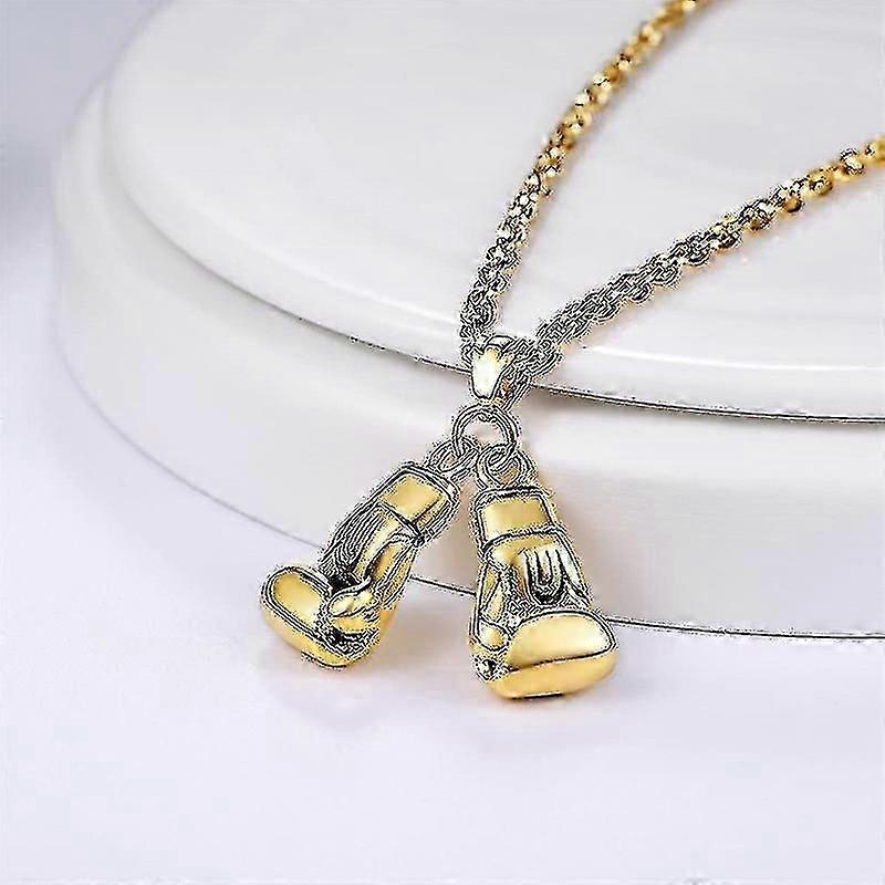 Colar de pingente de luva de boxe de prata 925 - acessório de moda de 22 polegadas