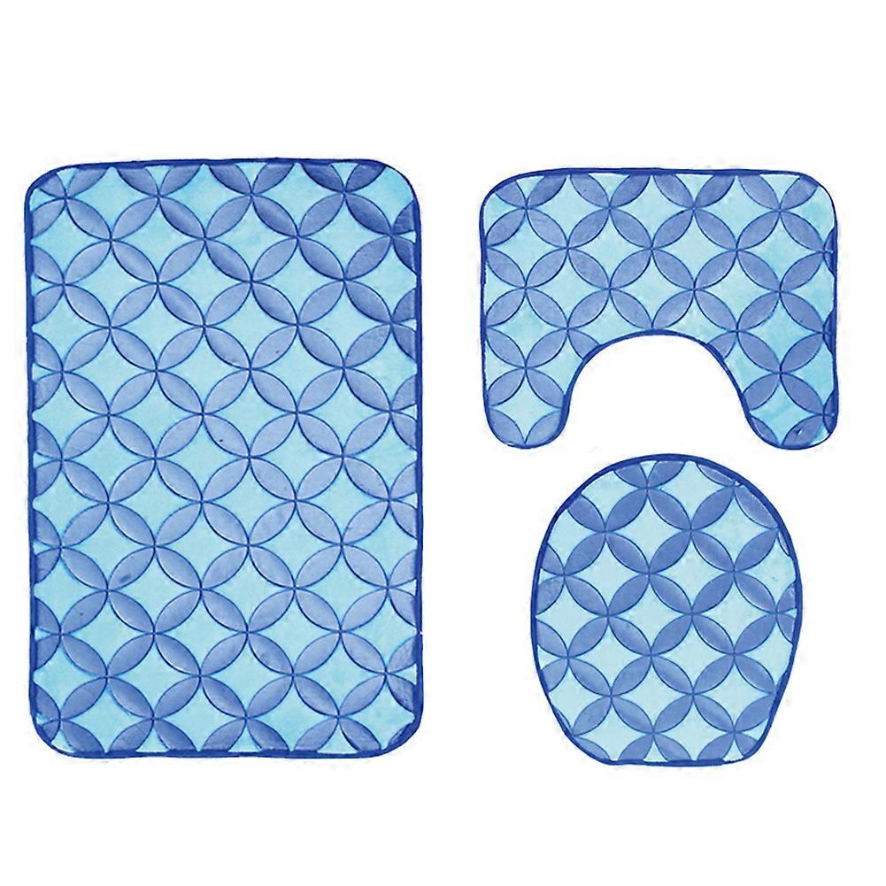 3D Geometry Printing Dustproof Water Absorbent Bathroom Mat Set Three Piece Bath Mats