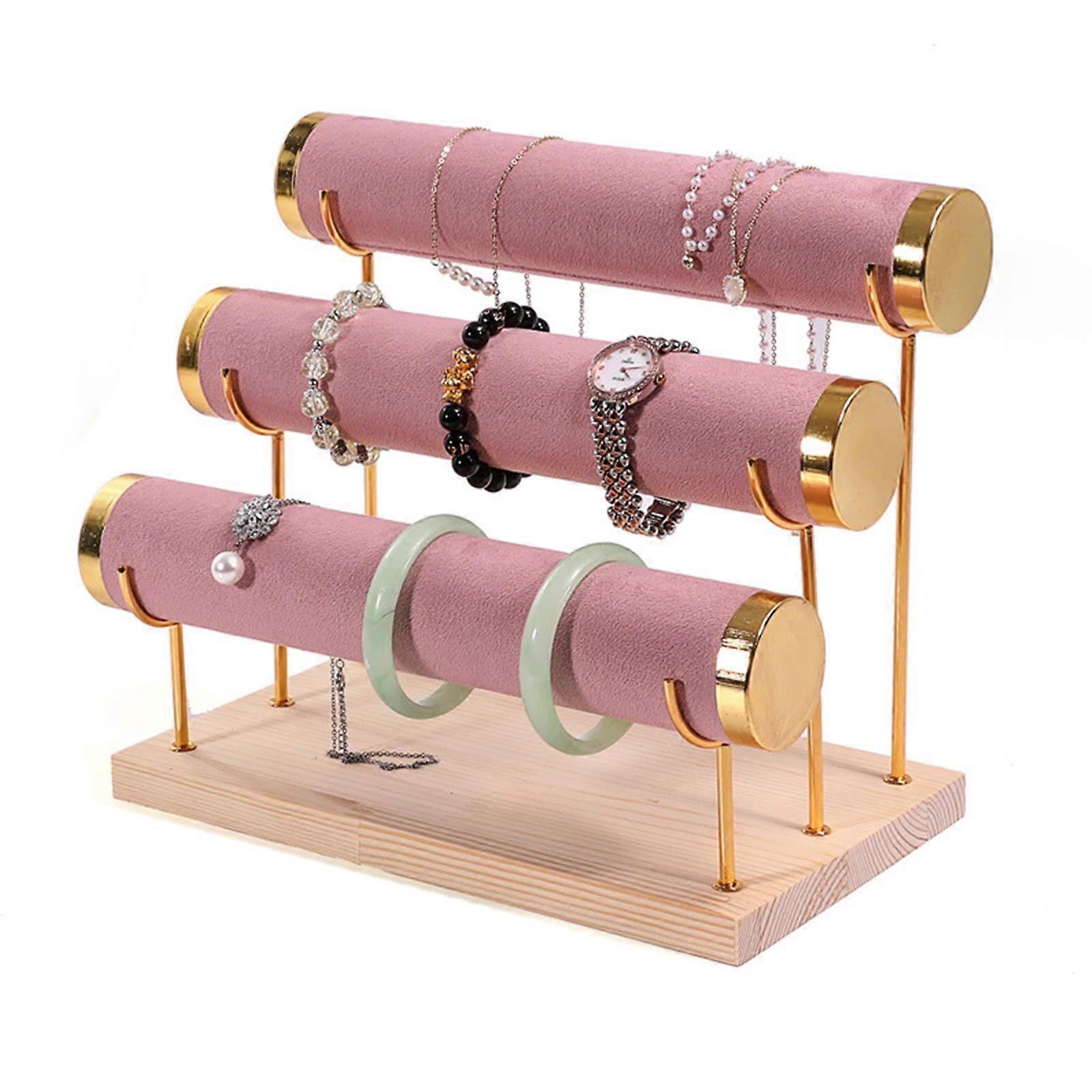 Solid Wood Jewelry Display Stand Elegant Storage Holder Bracelet Display Rack Suitable for Bangles Bracelets and Watches