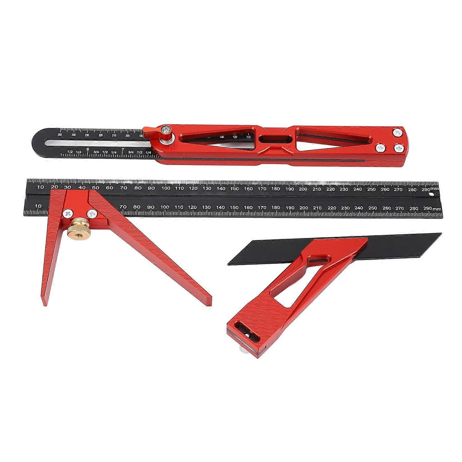 3PCS Set Multifunctional Combination Angle Ruler 45° 90° Aluminium Alloy Multi Angle Scribing Ruler