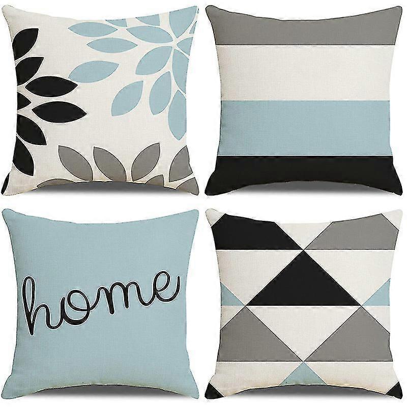 סט 4 כיסויי כרית דקורטיביים joile 45x45 ס"מ דפוס קו גיאומטרי לספה מיטה משרדית סלון לרכב
