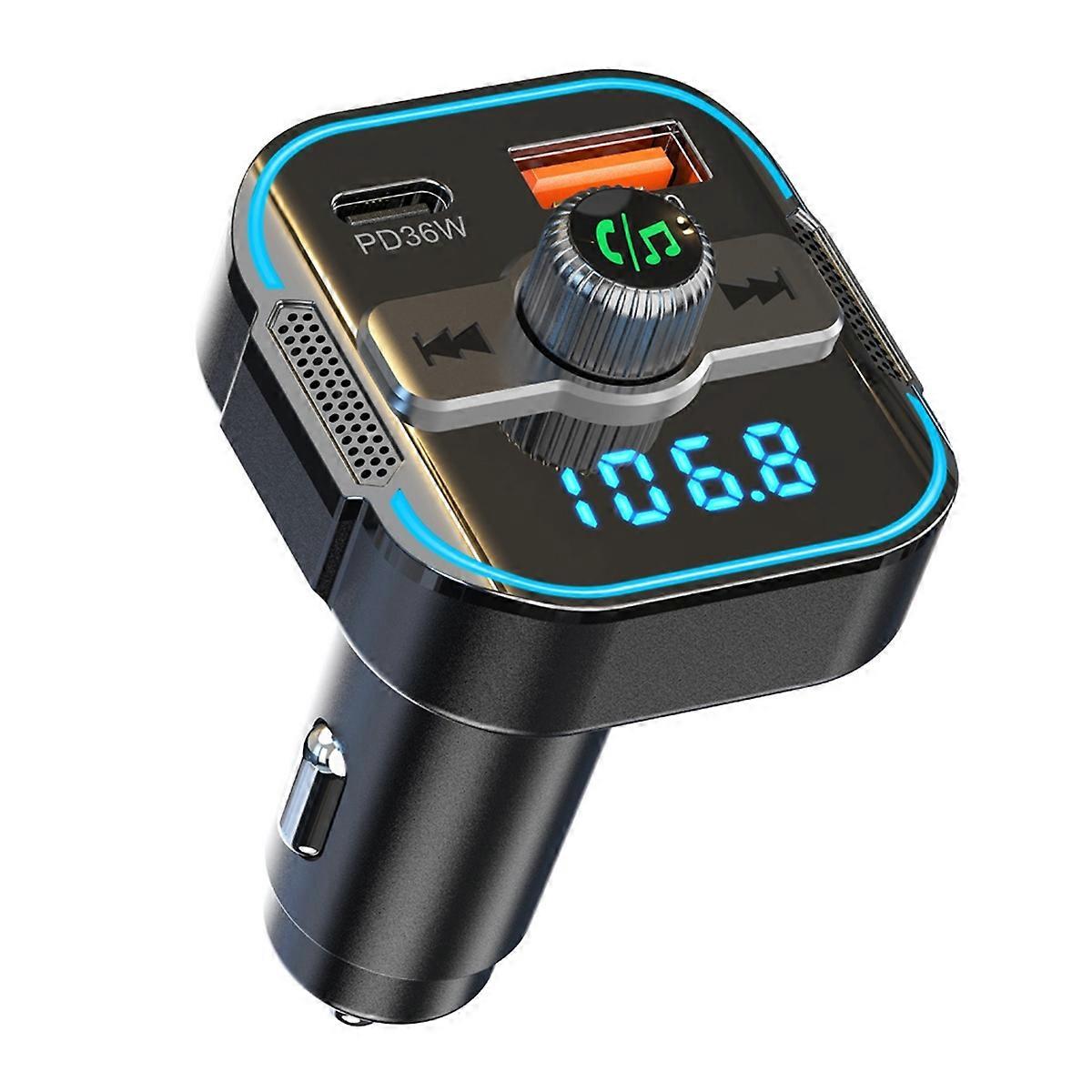 Bluetooth 5.3 Car Adapter PD+QC3.0, FM Transmitter & Fast Car Charger, Wireless Car Radio Adapter H