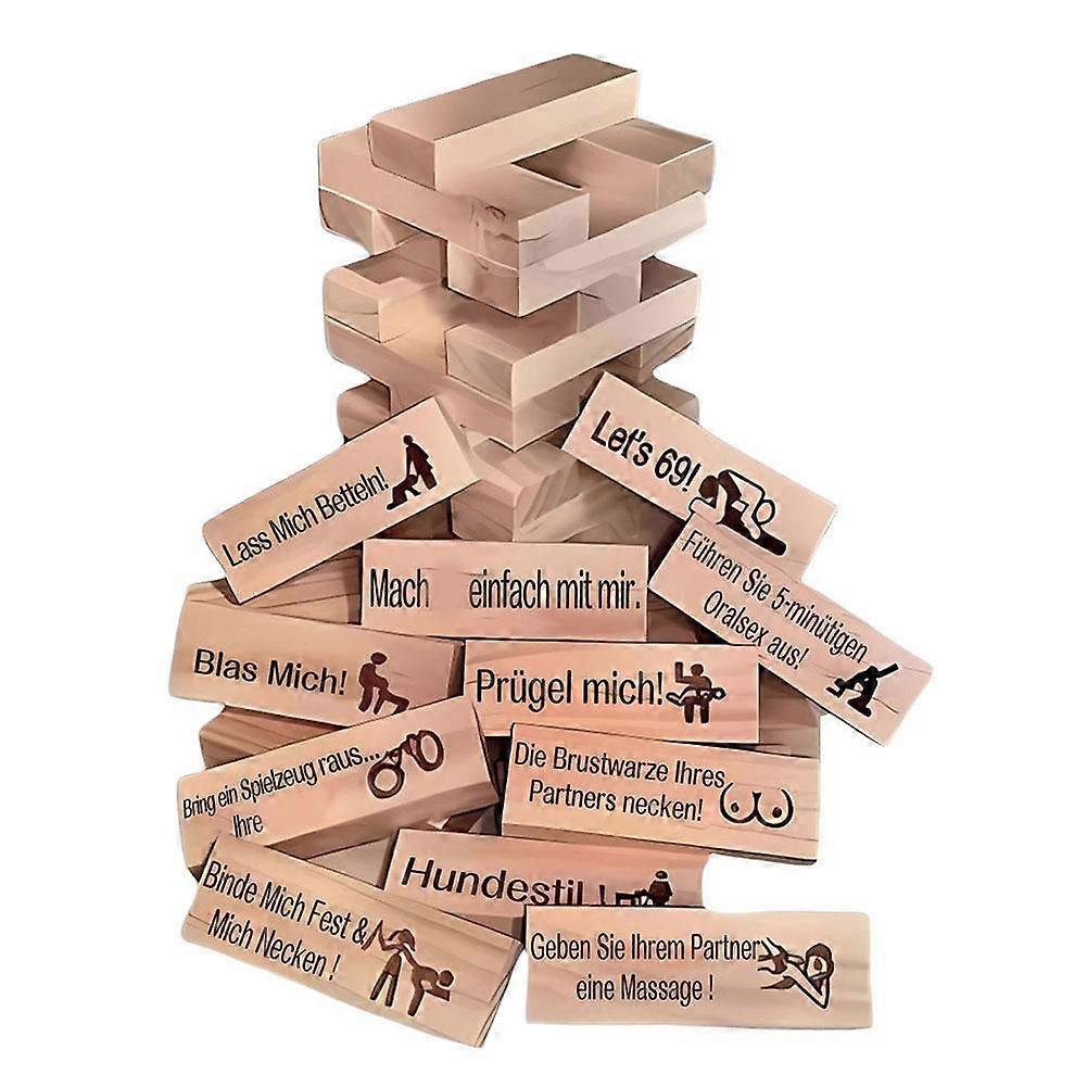 Super Naughty Block Tower Game 48 Wooden Blocks Addictive Adult Party Fun Interactive Couples Relationship Building Challenge