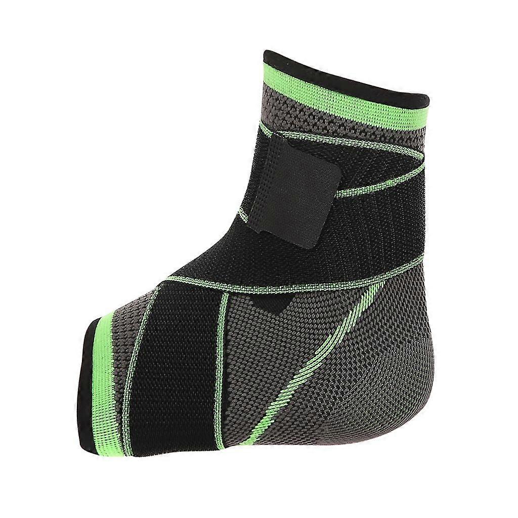Adjustable Compression Sleeve Ankle Support Strap - Black Green, M
