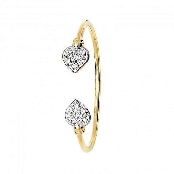 9ct Yellow Gold Baby Heart Bangle with Zirconia Stones BN323CZ