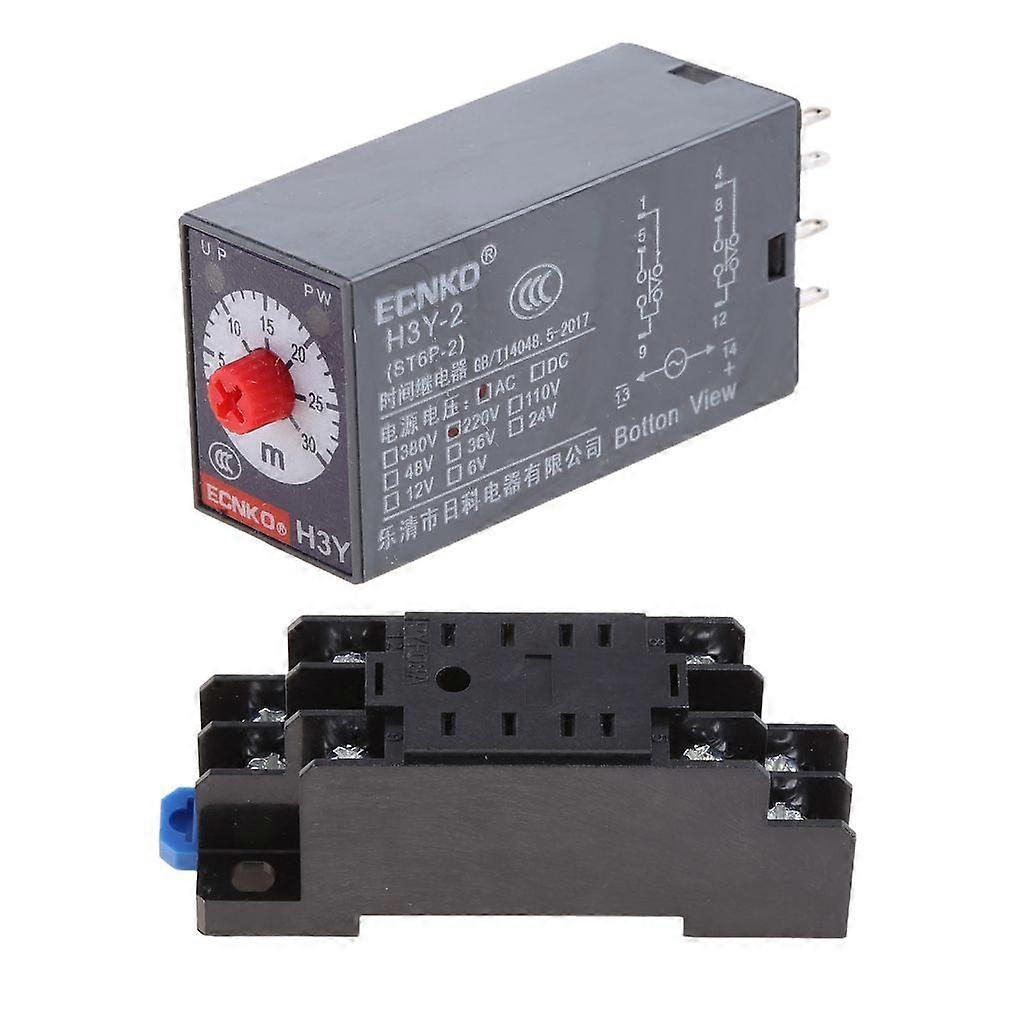 AC 220V H3Y-2 Power On Time Delay Relay Solid State Timer 1.0 ~ 30 min Socket Base
