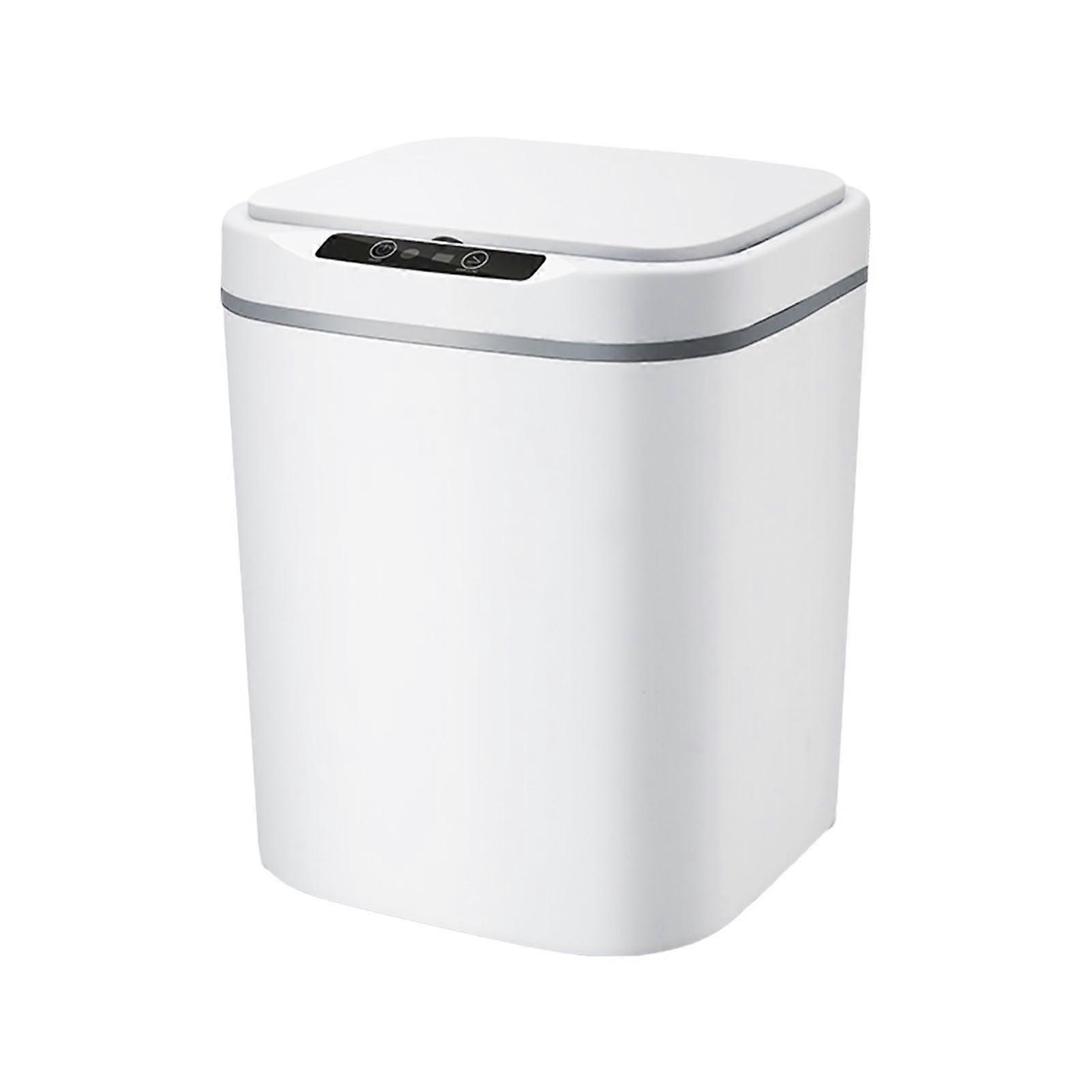 15L Touch-free Cans Smart Knock Induction Trash Bin Automatic Garbage Can Infrared Motion Sensor with Lid for Car Kitchen Bathroom Office Bedroom