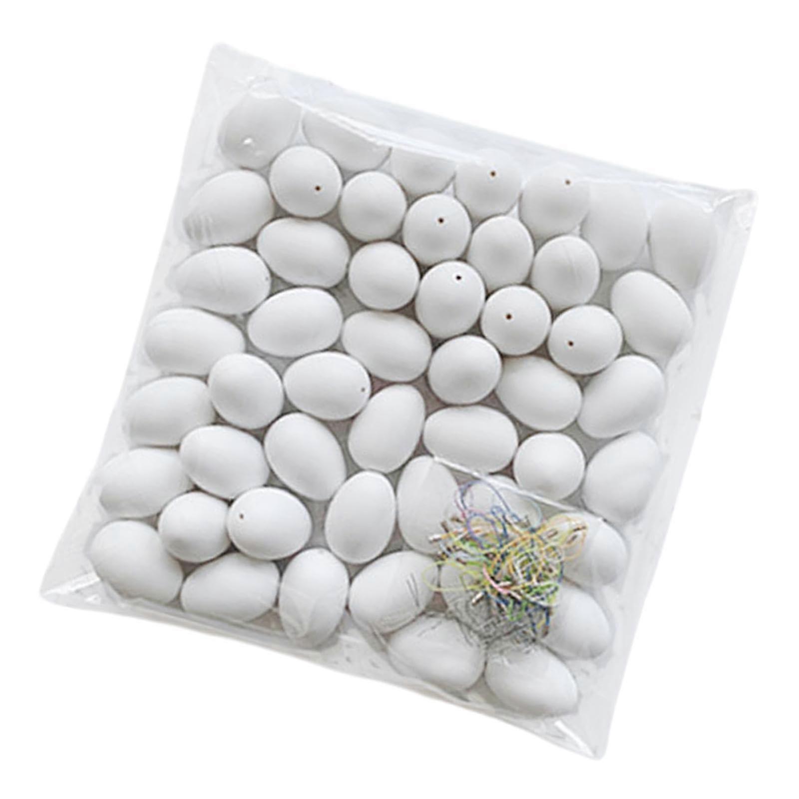 50 Hooks White Fake Eggs for Easter Decor and Halloween Handmade