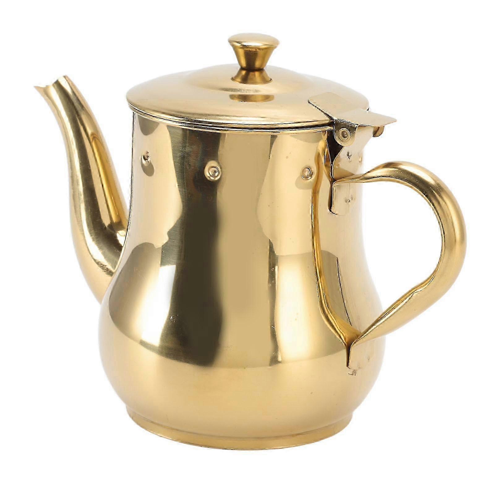 500 ml Kaffe Te Vattenkokare Rostfritt Stål Krydda Innehållande Tekanna För Kaffe Kök Guld --F