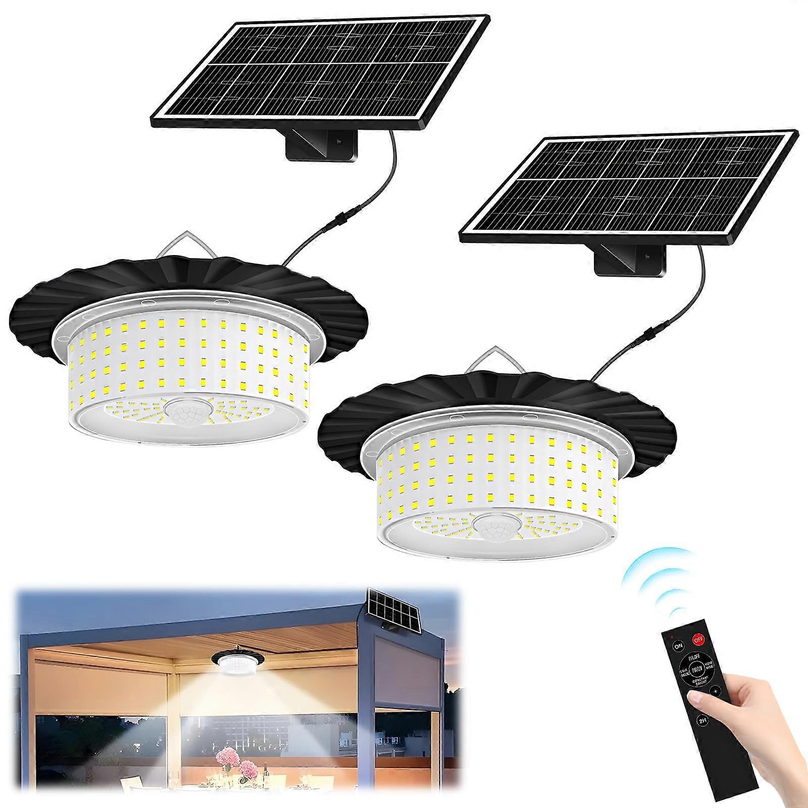 Solar Shed Light Outdoor Indoor, 224-LED Solar Pendant Light with Moving Sensor, Daytime Available, w/ (2PCS)
