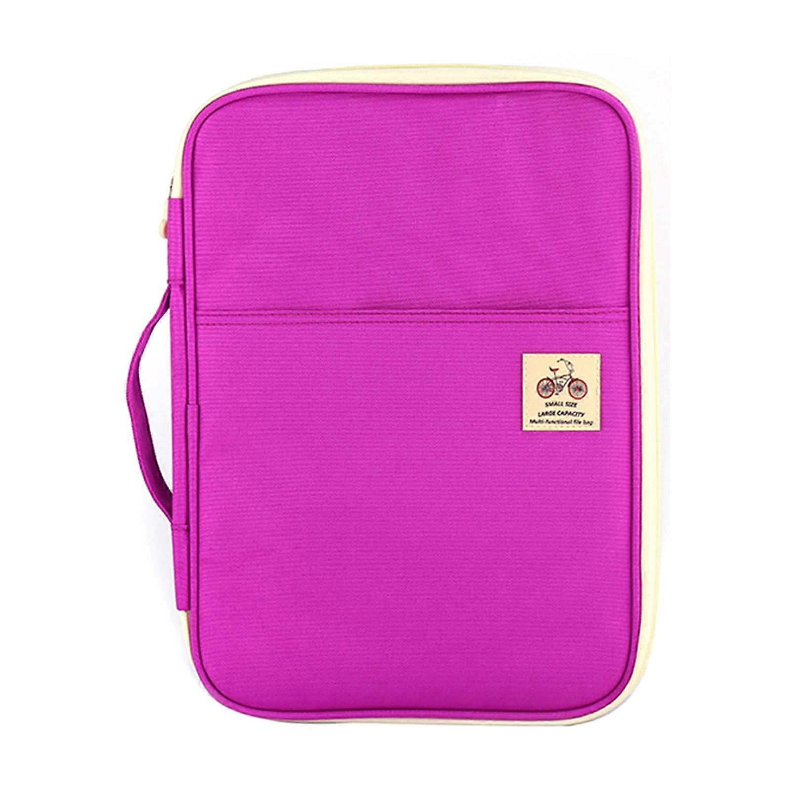 A4 Document Bag File Folder Large Double Pocket Waterproof File Bag with Handle for School Office Notebooks