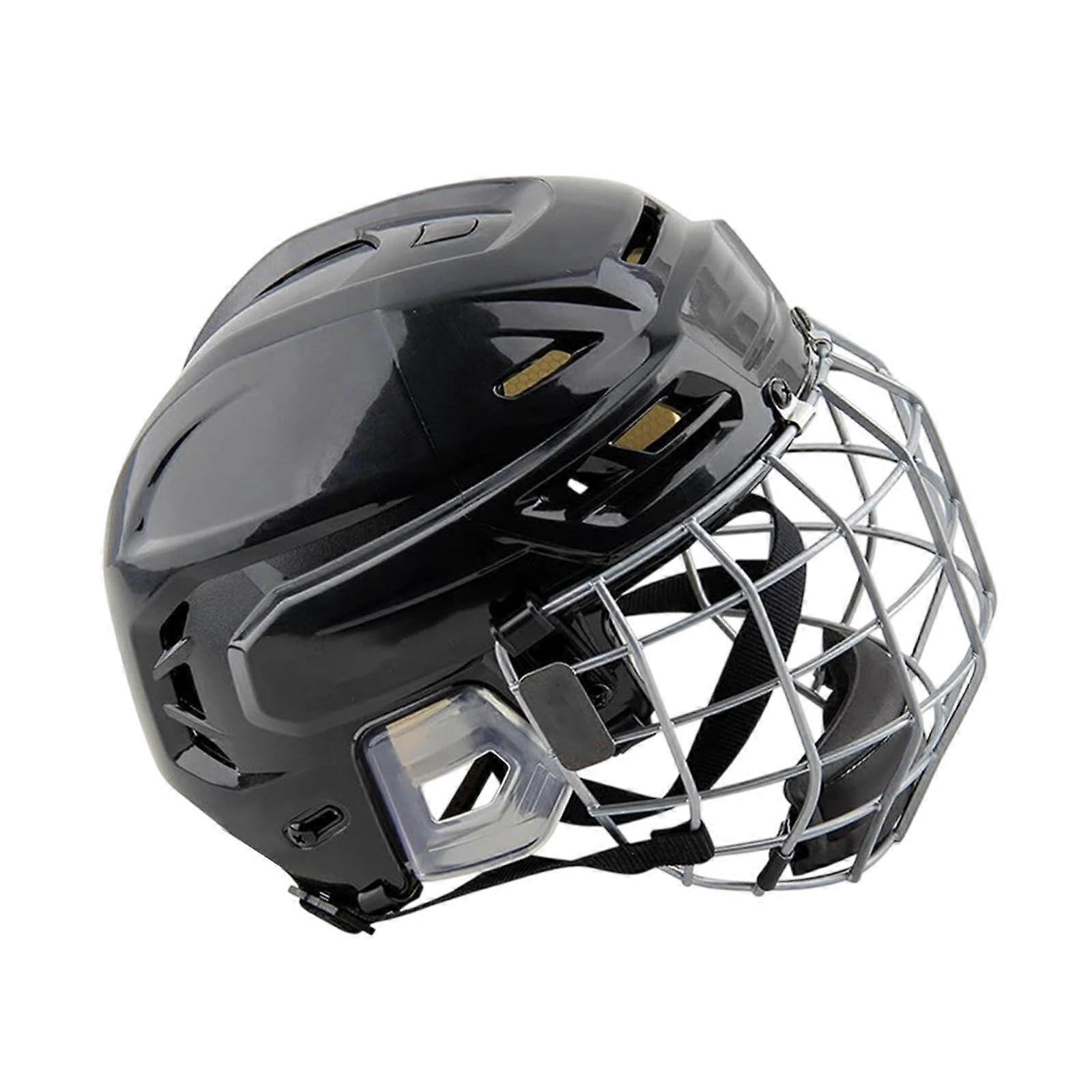Hockey Helmet with Facemask Adjustable Size Breathable Headgear for Ice Hockey Training and Game Sports Equipment