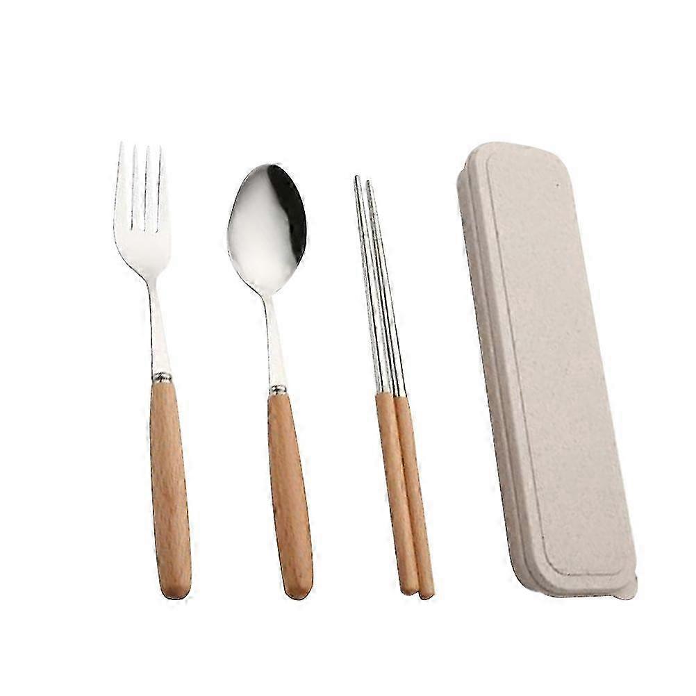 JiaWei 3 Pcs Stainless Steel Silverware Portable Tableware Dinner Service Tableware Flatware Set Tableware Chopsticks Spoons Fork RCU