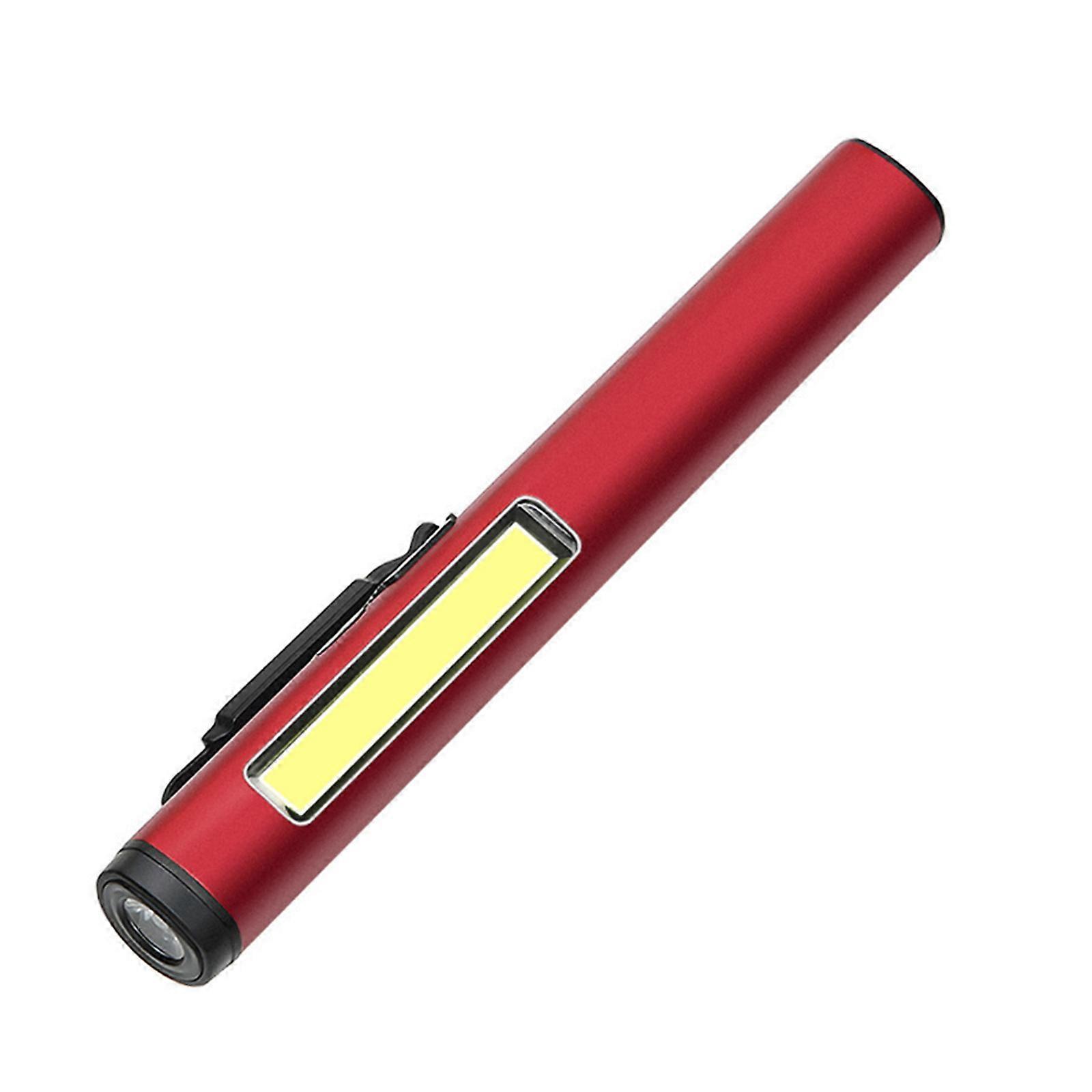 USB Rechargeable Pen Lamp Side Light Pocket Led Flashlight Pen Clip Light Outdoor Working Torch Emergencies Lamp  Red